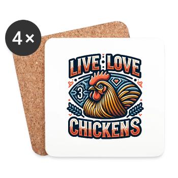 Vivre les poulets de l’amour vivre Poulet de l’amour Fermier - Dessous de verre (lot de 4) - blanc - Devant