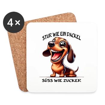 Dackel Hund Jagdhund - Untersetzer (4er-Set) - Weiß - Vorne