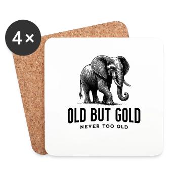 Old but Gold nie zu alt mit Elefant - Untersetzer (4er-Set) - Weiß - Vorne