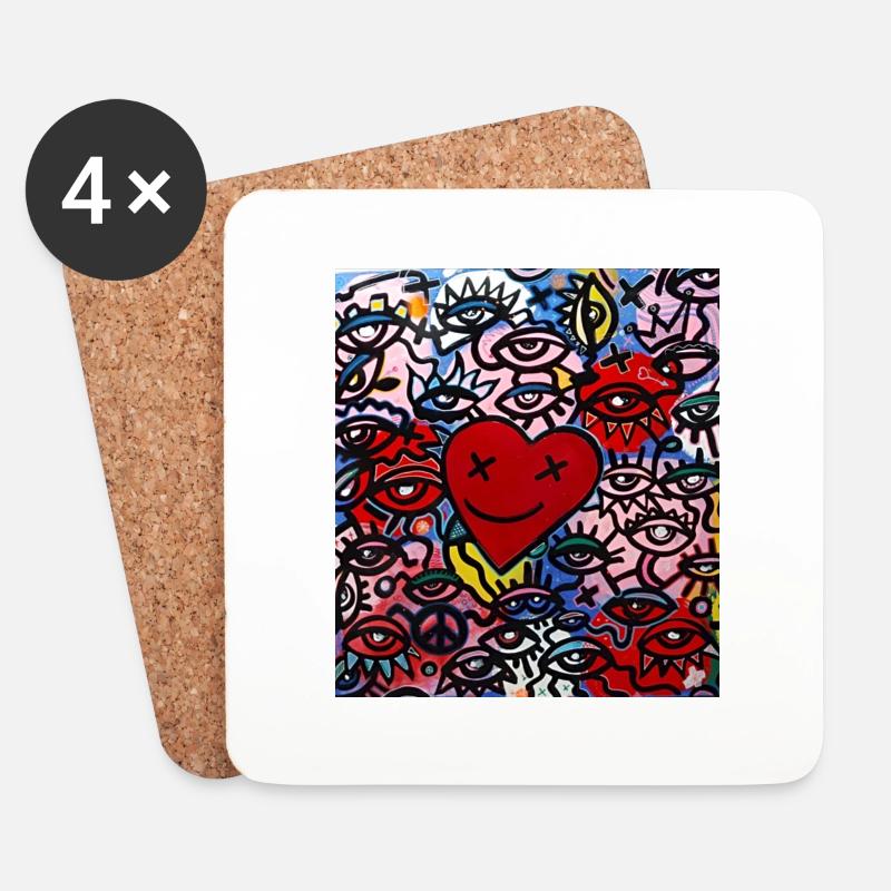 Graffiti Corazon y ojos - Coasters (set of 4) - white