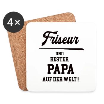 Bester Papa Friseur Friseursalon Frisör Vater - Untersetzer (4er-Set) - Weiß - Vorne