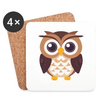 Eagle owl owl bird baby - Coasters (set of 4) - white - Front