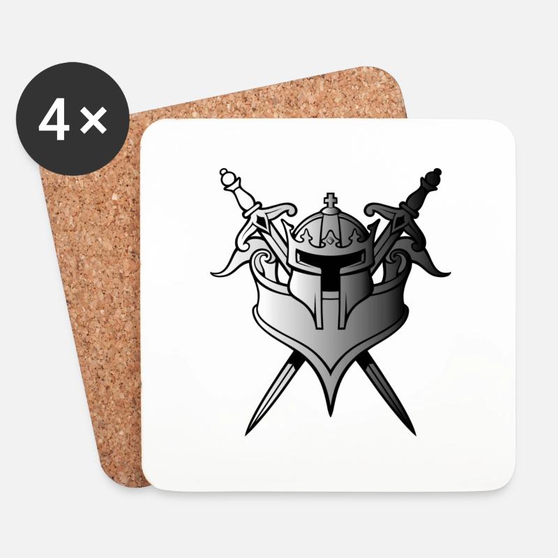Schwerter und Helm - Untersetzer (4er-Set) - Weiß