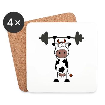 Cow Bull Haltère Barbell Fitness Équilibre sur les mains - Dessous de verre (lot de 4) - blanc - Devant