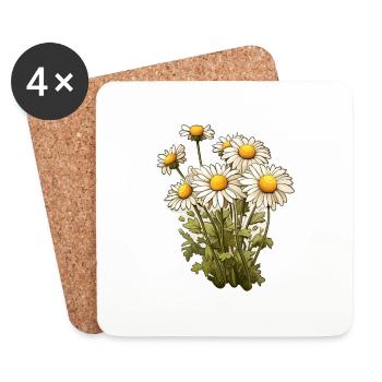 Chamomile 7 Flowers - Coasters (set of 4) - white - Front