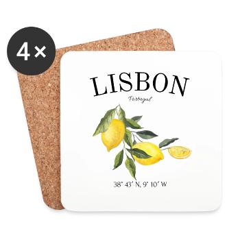 Lisbonne - Portugal - Portugais - Porto - Dessous de verre (lot de 4) - blanc - Devant