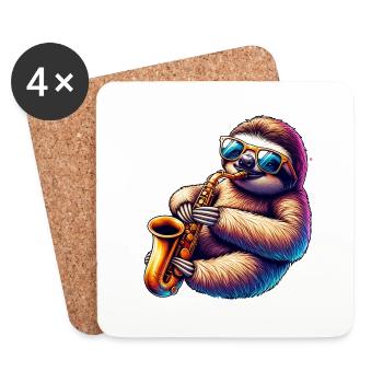 Saxophoniste paresseux cool Jazz Design - Dessous de verre (lot de 4) - blanc - Devant