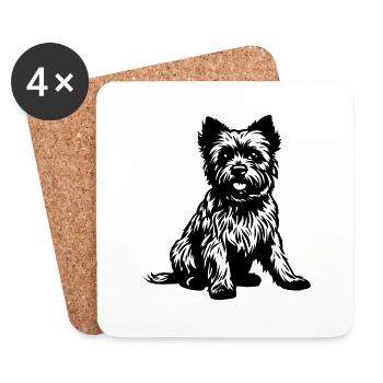 Yorkshire Terrier Hund Symbol - Untersetzer (4er-Set) - Weiß - Vorne