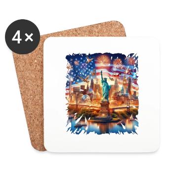 Alles Gute zum 4. Juli Patriot Geschenk USA Amerikanische Flagge - Untersetzer (4er-Set) - Weiß - Vorne