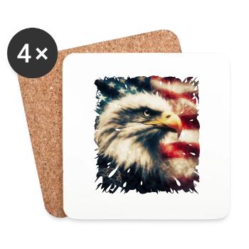 Alles Gute zum 4. Juli Patriot Geschenk USA Amerikanische Flagge - Untersetzer (4er-Set) - Weiß - Vorne