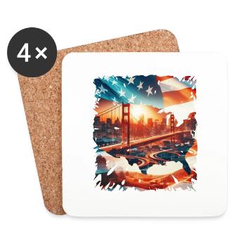 Alles Gute zum 4. Juli Patriot Geschenk USA Amerikanische Flagge - Untersetzer (4er-Set) - Weiß - Vorne