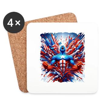 Alles Gute zum 4. Juli Patriot Geschenk USA Amerikanische Flagge - Untersetzer (4er-Set) - Weiß - Vorne