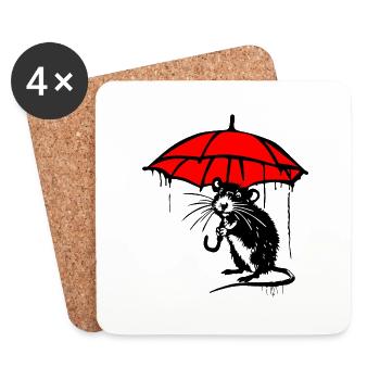 Rat with umbrella - Coasters (set of 4) - white - Front