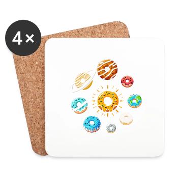 Système solaire de beignets amusants et délicieux - Dessous de verre (lot de 4) - blanc - Devant