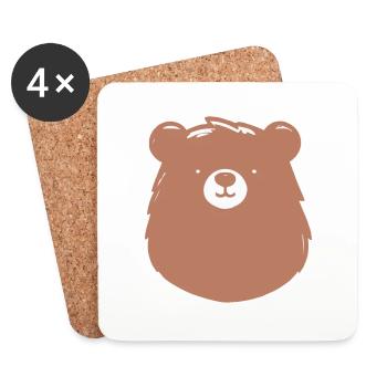 Simple bear in a flat handle - Coasters (set of 4) - white - Front