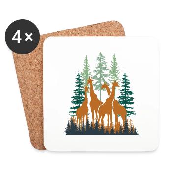 Giraffes Among Trees - Coasters (set of 4) - white - Front
