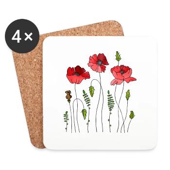 Fleur - Dessous de verre (lot de 4) - blanc - Devant