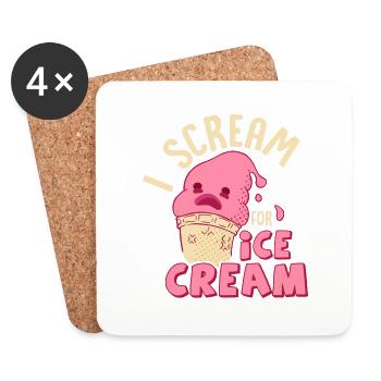I Scream For Ice Cream Cone Scoop Summer - Untersetzer (4er-Set) - Weiß - Vorne