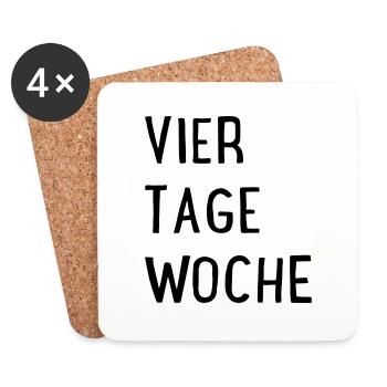 Vier Tage Woche - Untersetzer (4er-Set) - Weiß - Vorne