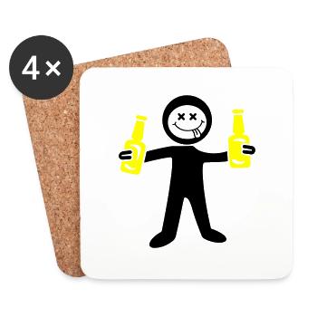 Beer stick figure - Coasters (set of 4) - white - Front