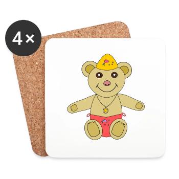 Mein Teddy geht baden - Untersetzer (4er-Set) - Weiß - Vorne