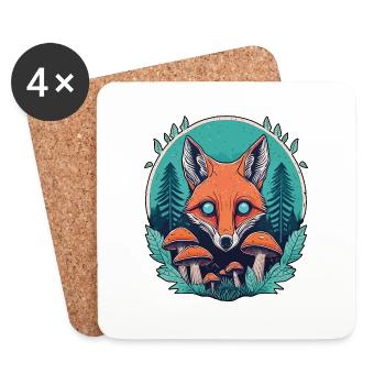 Enchanted Forest Fox Illustration - Mystical Natur - Untersetzer (4er-Set) - Weiß - Vorne