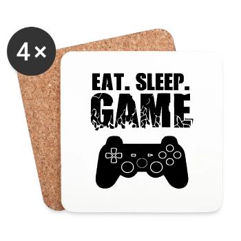 Gamer Game Play Online Computer Gaming Arcade Neon - Coasters (set of 4) - white - Front