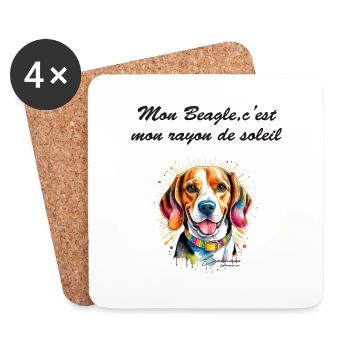 beagle rayon de soleil - Dessous de verre (lot de 4) - blanc - Devant