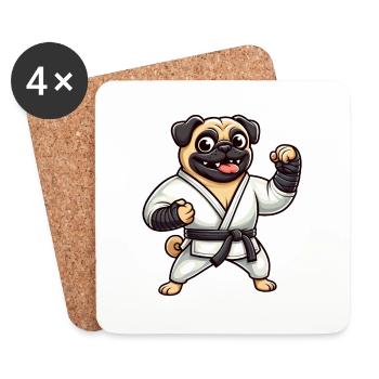Funny Pug Karate Martial Arts Martial Arts Dog - Coasters (set of 4) - white - Front