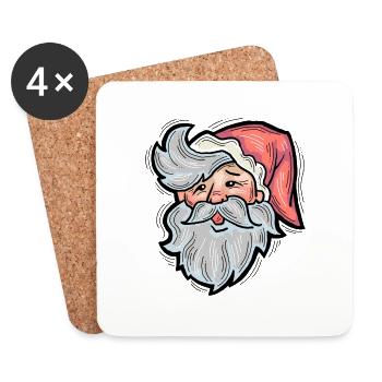 Père Noël - Dessous de verre (lot de 4) - blanc - Devant