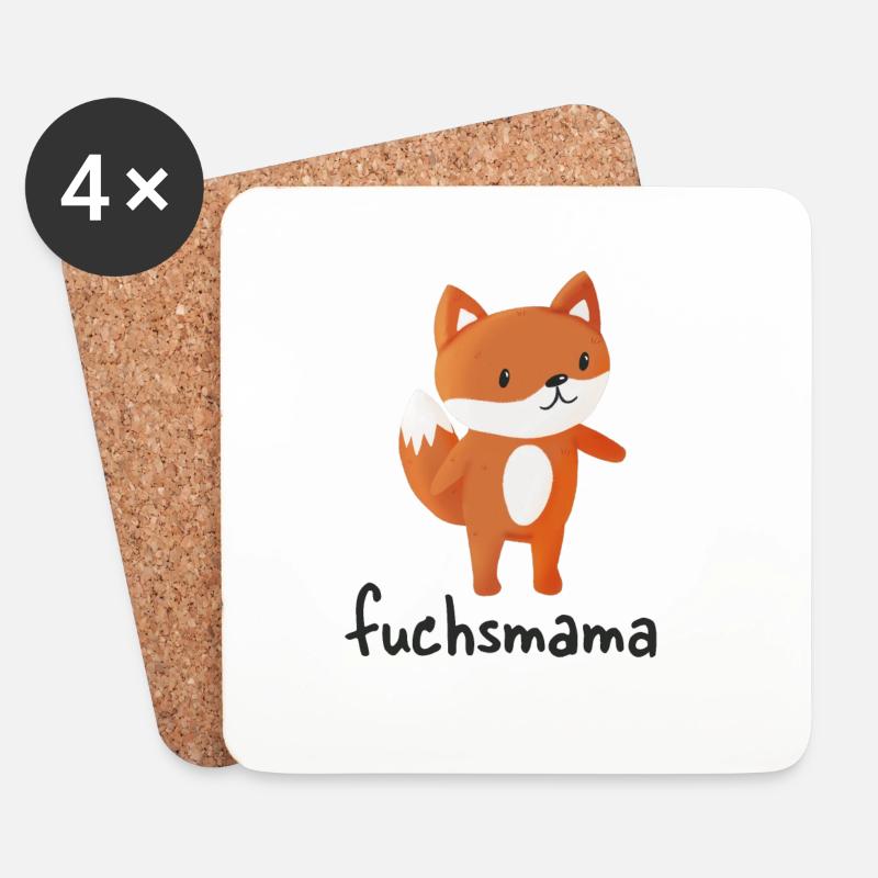 Fuchsmama - Untersetzer (4er-Set) - Weiß