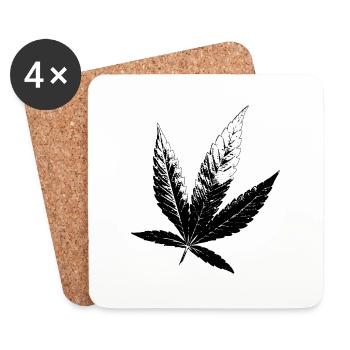 Cannabis Hanf Blatt - Untersetzer (4er-Set) - Weiß - Vorne