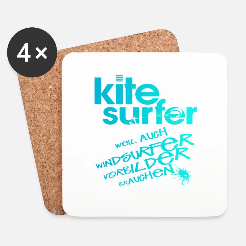 Kitesurfer vs Windsurfer - Untersetzer (4er-Set) - Weiß