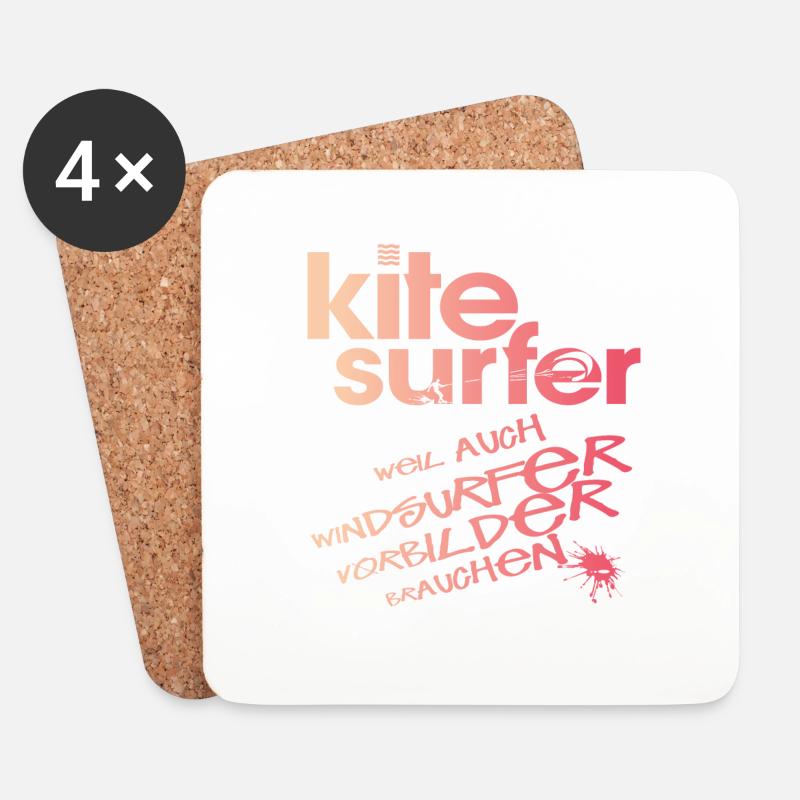 Kitesurfer vs Windsurfer - Untersetzer (4er-Set) - Weiß