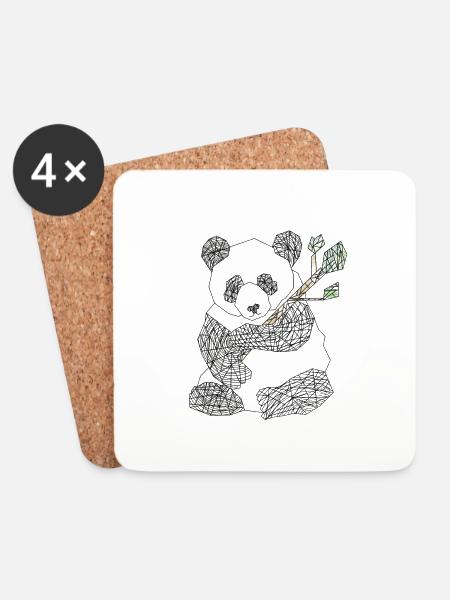 Pandabär - Untersetzer (4er-Set) - Weiß