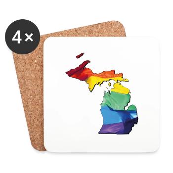 Michigan (USA) | echte Flagge | LGBTQIA+ - Untersetzer (4er-Set) - Weiß - Vorne