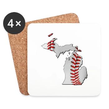 Michigan (United States) | real baseball | Map - Coasters (set of 4) - white - Front