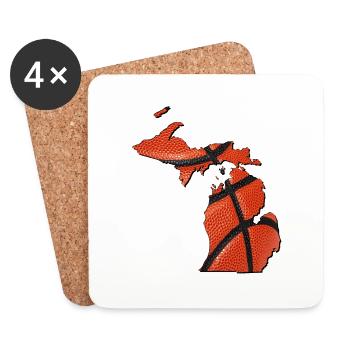 Michigan (USA) | echter Basketball | Landkarte - Untersetzer (4er-Set) - Weiß - Vorne