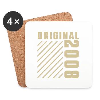 Original 2008 Authentic 2008 Vintage Bursdag - Dessous de verre (lot de 4) - blanc - Devant