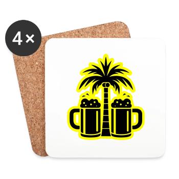 Bier Palmen Strand - Untersetzer (4er-Set) - Weiß - Vorne