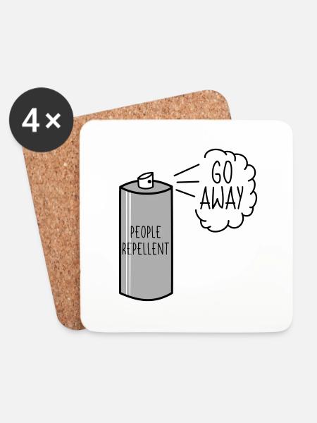 People Repellent Go Away Spray - Untersetzer (4er-Set) - Weiß