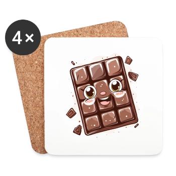 Conception de bandes dessinées au chocolat - Dessous de verre (lot de 4) - blanc - Devant