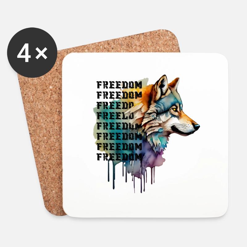 FREIHEITSWOLF - Untersetzer (4er-Set) - Weiß