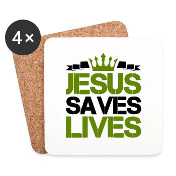 Jésus sauve des vies - Dessous de verre (lot de 4) - blanc - Devant