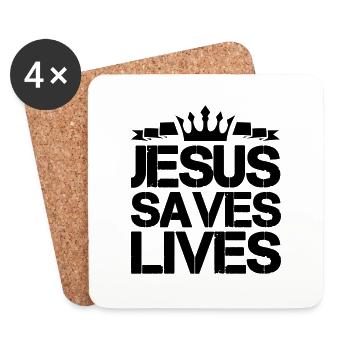 jesus saves lives - Untersetzer (4er-Set) - Weiß - Vorne