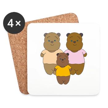 Famille d’ours - Dessous de verre (lot de 4) - blanc - Devant