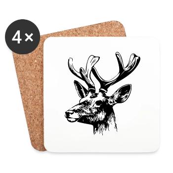 Deer Head - Coasters (set of 4) - white - Front