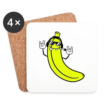 Funny DJ Banana Fruit Sunglasses Party Music - Coasters (set of 4) - white - Front