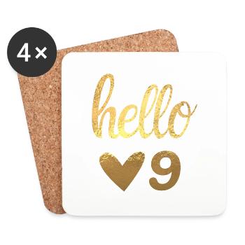 Hello 9 Gold - Coasters (set of 4) - white - Front
