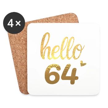 Hello 64 doré - Dessous de verre (lot de 4) - blanc - Devant